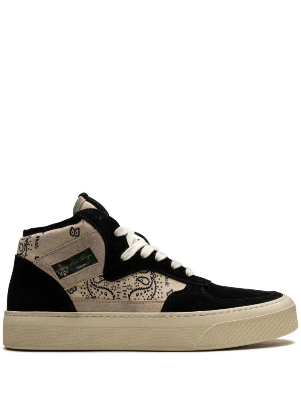 RHUDE Cabriolet Bandana Print High Top Sneakers Cream Black Size 9 Men's NEW